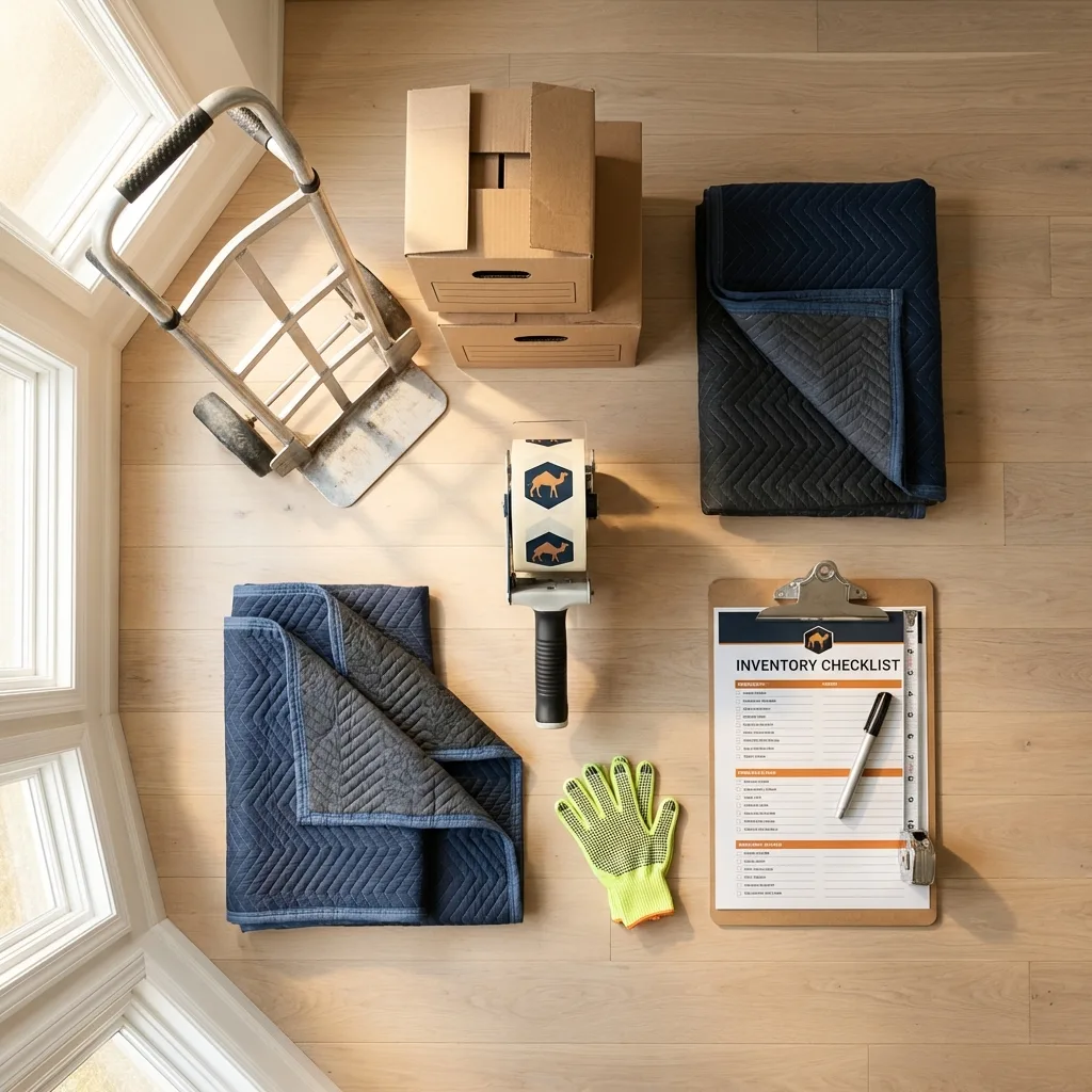 Professional moving supplies and packing materials layout for Knoxville residential relocations